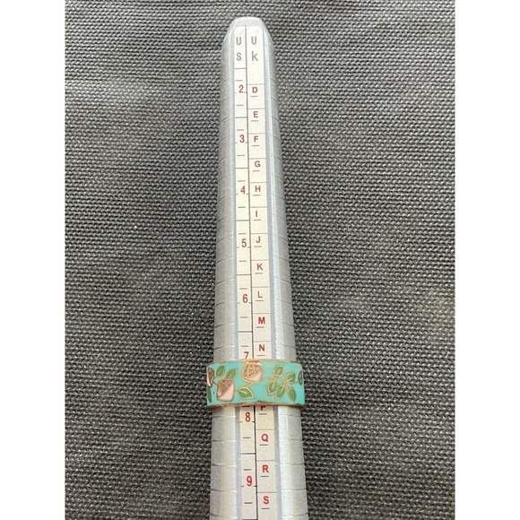 vintage cloisonné enamel ring Size 7 Estate Costume Jewelry - Picture 3 of 5